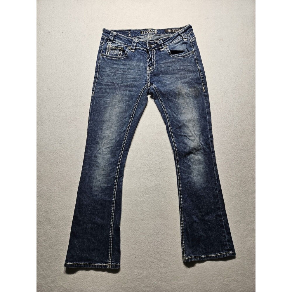 Rock & Roll Denim Jeans Women 29x30 Rival Low Rise Straight Medium Wash Cowgirl